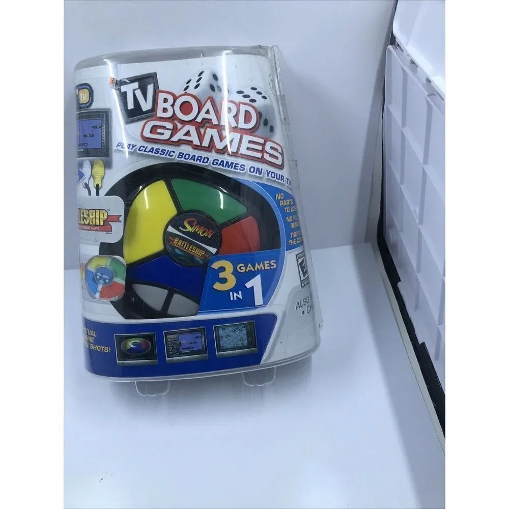 TV Board Games 3 in 1 Plug & Play Battleship, Simon & Checkers. Sealed